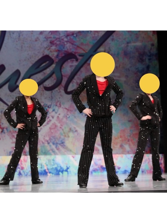 Weissman Other - Weissman | 3-Piece Rhinestone Pinstripe Suit Black with Red Tank, Size MC LC